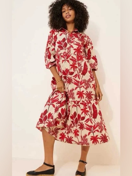 Anthropologie Dresses & Skirts - Plus 1X Maeve x Anthropologie The Bettina tiered shirt dress in Red floral